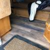 Broken fresh water tank caused major water damage in this horse trailer. After a new tank new wood floors and molding this is the beautiful outcome. 